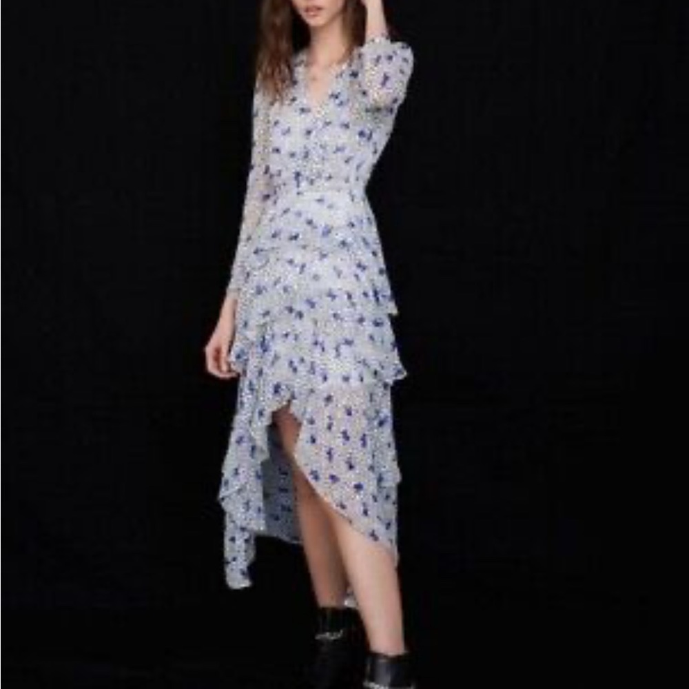 Maje assymetrical printed muslin dress